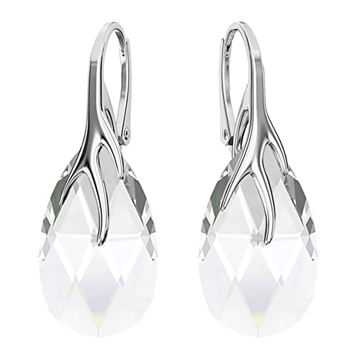 Hängen Silber Ohrringe 925 Silber mit Zirkonia - Schmuck für Frauen und Mädchen - Hängeohrringe Ideal für Geschenke für Frauen Hängende Damenohrringe (Crystal) von MŚ 1997 MENNICA ŚWIDNICKA