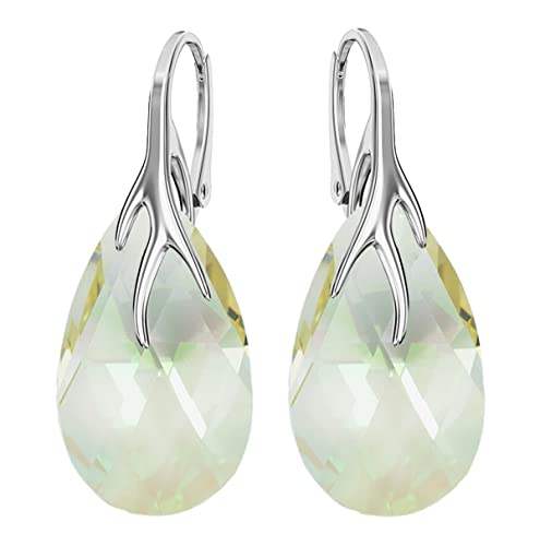 Hängen Silber Ohrringe 925 Silber mit Zirkonia - Schmuck für Frauen und Mädchen - Hängeohrringe Ideal für Geschenke für Frauen Hängende Damenohrringe (Luminious Green) von MŚ 1997 MENNICA ŚWIDNICKA