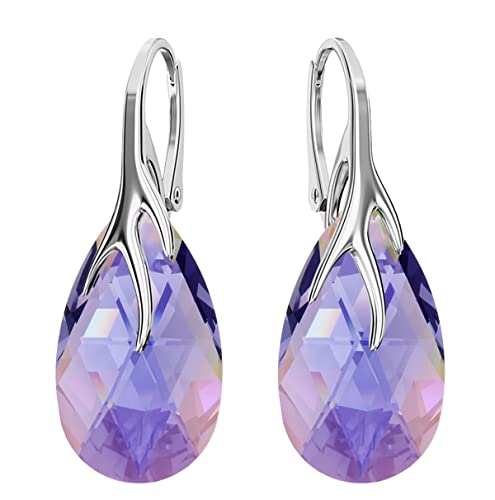 Hängen Silber Ohrringe 925 Silber mit Zirkonia - Schmuck für Frauen und Mädchen - Hängeohrringe Ideal für Geschenke für Frauen Hängende Damenohrringe (Tanzanite AB) von MŚ 1997 MENNICA ŚWIDNICKA