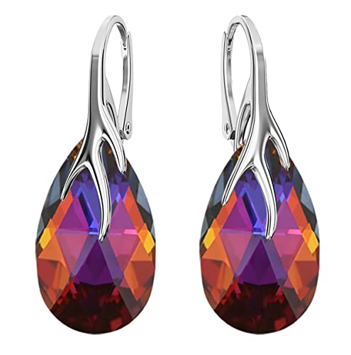 Hängen Silber Ohrringe 925 Silber mit Zirkonia - Schmuck für Frauen und Mädchen - Hängeohrringe Ideal für Geschenke für Frauen Hängende Damenohrringe (Volcano) von MŚ 1997 MENNICA ŚWIDNICKA