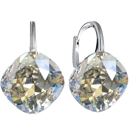 Rhombus Raute Damen Hängen Ohrringe Silber 925 mit Marken Kristalle Zirkonia - Schmuck Echt Silberne Hängende Ohrhanger für Frauen und Mädchen - Hängeohrringe Ideal Geschenk (Moonlight) von MŚ 1997 MENNICA ŚWIDNICKA