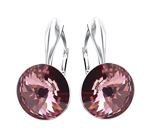 Rivoli 925 Silber Ohrringe Österreichische Zirkonia - Schmuck für Frauen und Mädchen - Hängeohrringe Ideal für Geschenke für Frauen Geschenk für Mutter-Frau-Tochter (Antique Pink) von MŚ 1997 MENNICA ŚWIDNICKA