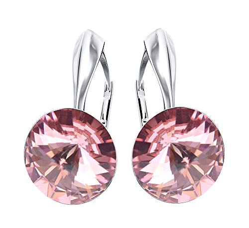 Rivoli 925 Silber Ohrringe Österreichische Zirkonia - Schmuck für Frauen und Mädchen - Hängeohrringe Ideal für Geschenke für Frauen Geschenk für Mutter-Frau-Tochter (Light Rose) von MŚ 1997 MENNICA ŚWIDNICKA