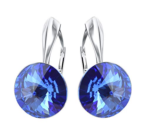 Rivoli 925 Silber Ohrringe Österreichische Zirkonia - Schmuck für Frauen und Mädchen - Hängeohrringe Ideal für Geschenke für Frauen Geschenk für Mutter-Frau-Tochter (Sapphire) von MŚ 1997 MENNICA ŚWIDNICKA