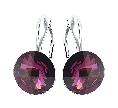 Rivoli 925 Silber Ohrringe Österreichische Zirkonia - Schmuck für Frauen und Mädchen - Hängeohrringe Ideal für Geschenke für Frauen Geschenk für Mutter-Frau-Tochter (Ametyst) von MŚ 1997 MENNICA ŚWIDNICKA