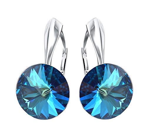 Rivoli 925 Silber Ohrringe Österreichische Zirkonia - Schmuck für Frauen und Mädchen - Hängeohrringe Ideal für Geschenke für Frauen Geschenk für Mutter-Frau-Tochter (Bermuda Blue) von MŚ 1997 MENNICA ŚWIDNICKA