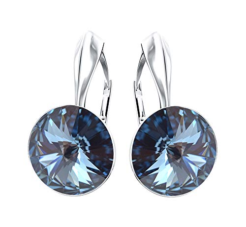 Rivoli 925 Silber Ohrringe Österreichische Zirkonia - Schmuck für Frauen und Mädchen - Hängeohrringe Ideal für Geschenke für Frauen Geschenk für Mutter-Frau-Tochter (Denim Blue) von MŚ 1997 MENNICA ŚWIDNICKA