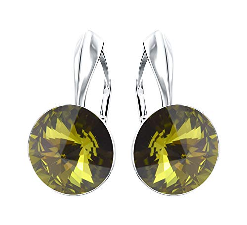 Rivoli 925 Silber Ohrringe Österreichische Zirkonia - Schmuck für Frauen und Mädchen - Hängeohrringe Ideal für Geschenke für Frauen Geschenk für Mutter-Frau-Tochter (Olivine) von MŚ 1997 MENNICA ŚWIDNICKA