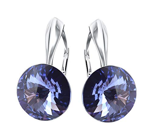 Rivoli 925 Silber Ohrringe Österreichische Zirkonia - Schmuck für Frauen und Mädchen - Hängeohrringe Ideal für Geschenke für Frauen Geschenk für Mutter-Frau-Tochter (Tanzanite) von MŚ 1997 MENNICA ŚWIDNICKA
