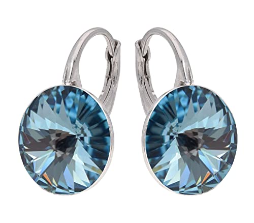 Rivoli Ohrringe Österreichische Zirkonia 925 Silber - Schmuck für Frauen und Mädchen - Hängeohrringe Ideal für Geschenke für Frauen (Aquamarine) von MŚ 1997 MENNICA ŚWIDNICKA