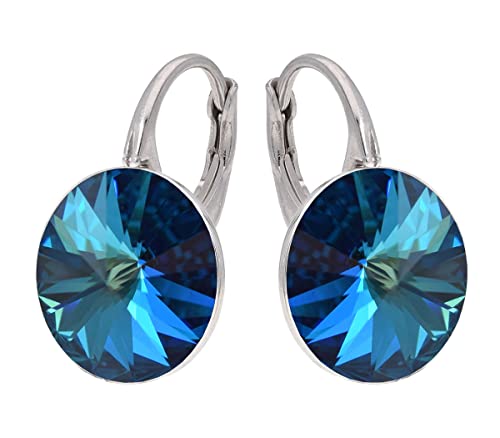 MŚ 1997 MENNICA ŚWIDNICKA Rivoli Ohrringe Österreichische Zirkonia 925 Silber - Schmuck für Frauen und Mädchen - Hängeohrringe Ideal für Geschenke für Frauen (Bermuda Blue) von MŚ 1997 MENNICA ŚWIDNICKA