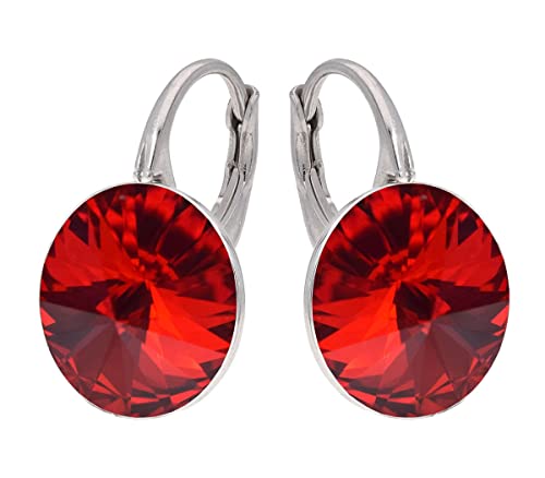 Rivoli Ohrringe Österreichische Zirkonia 925 Silber - Schmuck für Frauen und Mädchen - Hängeohrringe Ideal für Geschenke für Frauen (Light Siam) von MŚ 1997 MENNICA ŚWIDNICKA