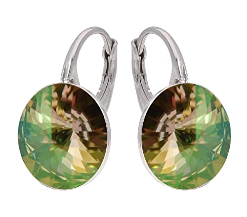 Rivoli Ohrringe Österreichische Zirkonia 925 Silber - Schmuck für Frauen und Mädchen - Hängeohrringe Ideal für Geschenke für Frauen (Luminous Green) von MŚ 1997 MENNICA ŚWIDNICKA