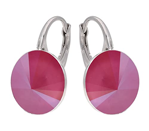 MŚ 1997 MENNICA ŚWIDNICKA Rivoli Ohrringe Österreichische Zirkonia 925 Silber - Schmuck für Frauen und Mädchen - Hängeohrringe Ideal für Geschenke für Frauen (Peony Pink) von MŚ 1997 MENNICA ŚWIDNICKA