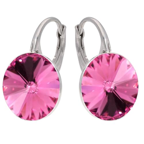 Rivoli Ohrringe Österreichische Zirkonia 925 Silber - Schmuck für Frauen und Mädchen - Hängeohrringe Ideal für Geschenke für Frauen (Rose) von MŚ 1997 MENNICA ŚWIDNICKA