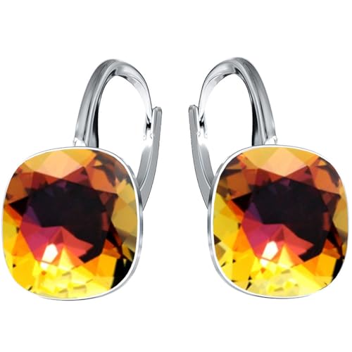 Silberne Ohrringe Exklusive Markenkristall Designs - Hochwertige Silber 925 Ohrhänger für Damen in verschiedenen Shades und Farben (Col.Top.Vocano) von MŚ 1997 MENNICA ŚWIDNICKA