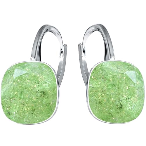 Silberne Ohrringe Exklusive Markenkristall Designs - Hochwertige Silber 925 Ohrhänger für Damen in verschiedenen Shades und Farben (Peridot Ice) von MŚ 1997 MENNICA ŚWIDNICKA