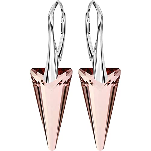 Spike Klapperverschluß Modeschmuck 925 Silber Ohrringe für Damen Marken Kristalle Ohrringe Hängend Silber 925 Hängende Ohrringe Schmuck für Frauen Mädchen Ideal Geschenk (Antique Pink) von MŚ 1997 MENNICA ŚWIDNICKA