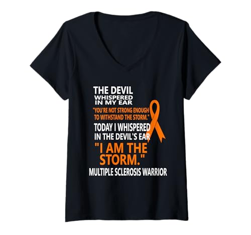 Damen MS Awareness, Multiple Sklerose Warrior T-Shirt mit V-Ausschnitt Damen MS Awareness, Multiple Sklerose Warrior T-Shirt mit V-Ausschnitt von MS Awareness