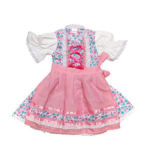 MS-Trachten Baby Dirndl Babydirndl Trachtenkleid Taufkleid Sofia rosa (62) von MS-Trachten