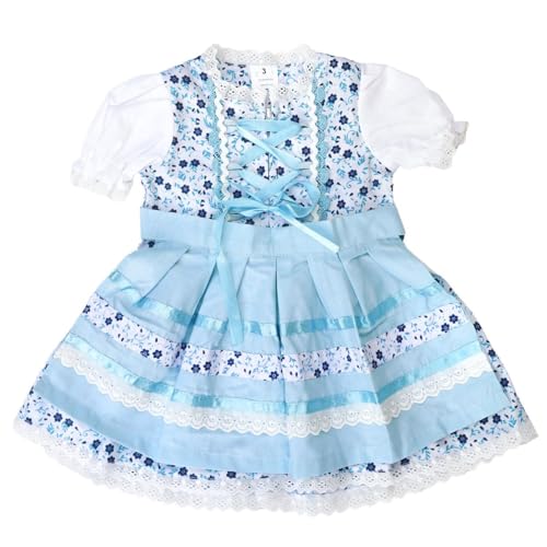 MS-Trachten Babydirndl Baby Dirndl Trachtenkleid Mimi Hellblau Weiß 62 von MS-Trachten