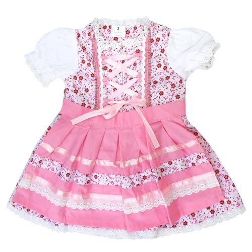 MS-Trachten Babydirndl Baby Dirndl Trachtenkleid Mimi Rosa Weiß 86 von MS-Trachten