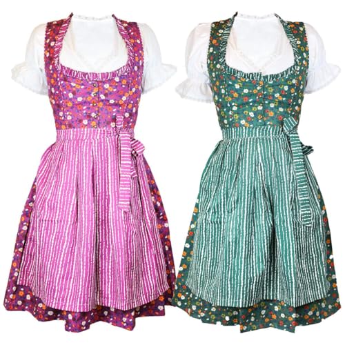 MS-Trachten Damen Dirndl Set Anneliese 3 teiliges Trachtenkleid (38, Grün) von MS-Trachten