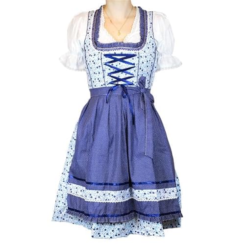MS-Trachten Damen Dirndl Set Hanna 3 teiliges Trachtenkleid Blau 38 von MS-Trachten