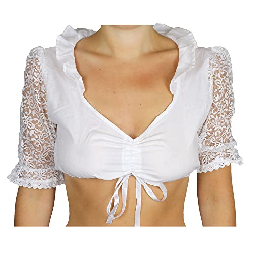 MS-Trachten Damen Dirndlbluse Amalia weiß Spitze 44 von MS-Trachten