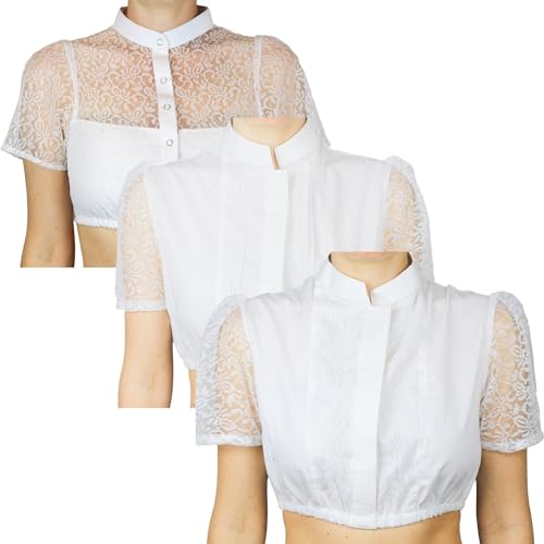 MS-Trachten Damen Dirndlbluse Maren weiß Spitze M02 48 von MS-Trachten