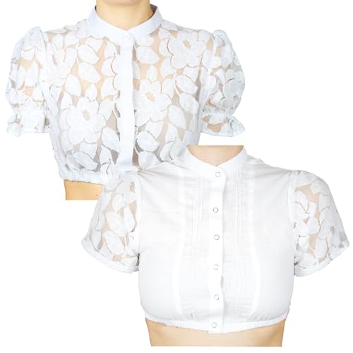 MS-Trachten Damen Dirndlbluse Rieke weiß Spitze M02 38 von MS-Trachten