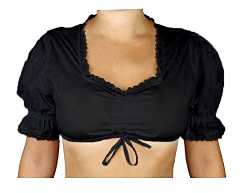 MS-Trachten Damen Dirndlbluse Trachtenbluse Bluse Klassik schwarz (44) von MS-Trachten