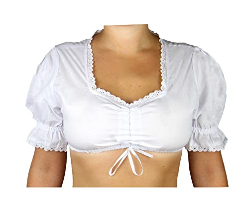 MS-Trachten Damen Dirndlbluse Trachtenbluse Bluse Klassik weiß (48) von MS-Trachten