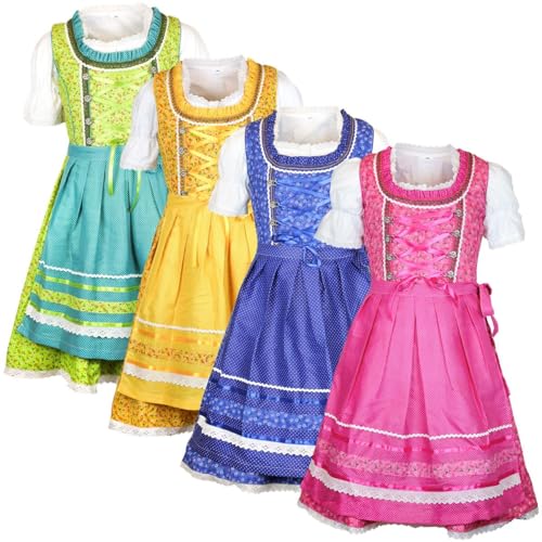 MS-Trachten Kinder Dirndl Kinderdirndl Trachtenkleid Carina (116, Blau) von MS-Trachten