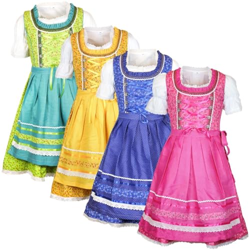 MS-Trachten Kinder Dirndl Kinderdirndl Trachtenkleid Carina (128, Pink) von MS-Trachten