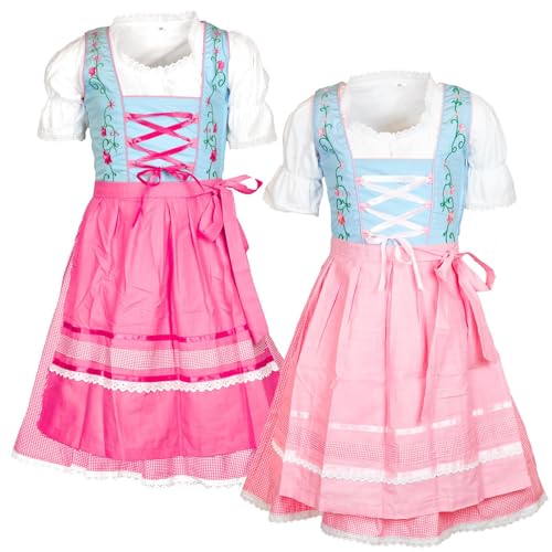 MS-Trachten Kinder Dirndl Kinderdirndl Trachtenkleid Elise (104, Pink) von MS-Trachten