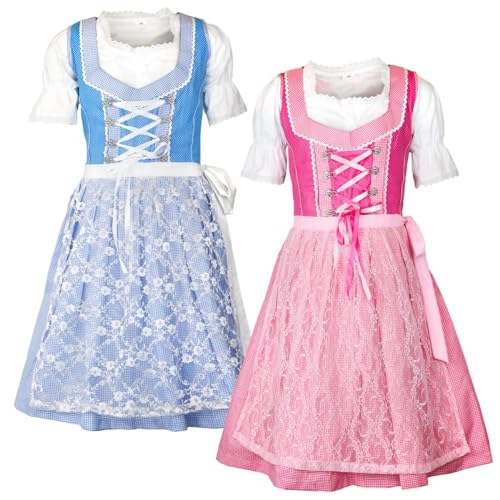 MS-Trachten Kinder Dirndl Kinderdirndl Trachtenkleid Emily (128, Pink) von MS-Trachten