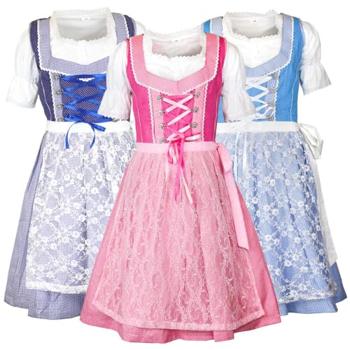 MS-Trachten Kinder Dirndl Kinderdirndl Trachtenkleid Emily (Hellblau, 128) von MS-Trachten