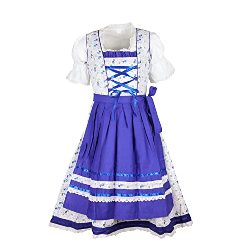 MS-Trachten Kinder Dirndl Kinderdirndl Trachtenkleid Isa blau 3 teilig 140 von MS-Trachten