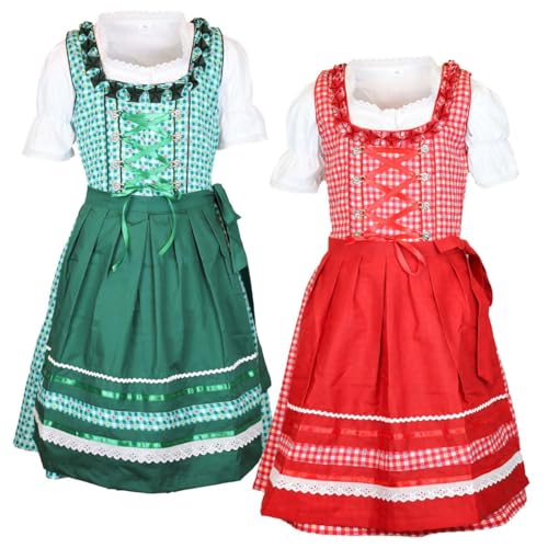 MS-Trachten Kinder Dirndl Kinderdirndl Trachtenkleid Lena (128, Rot) von MS-Trachten
