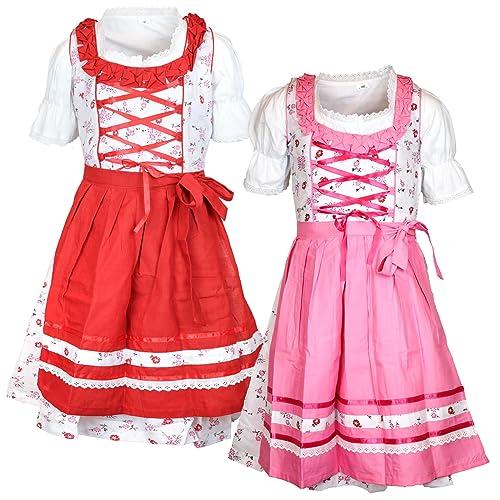 MS-Trachten Kinder Dirndl Kinderdirndl Trachtenkleid Lilly (164, Rot) von MS-Trachten