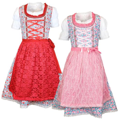 MS-Trachten Kinder Dirndl Kinderdirndl Trachtenkleid Stacy (104, Rot) von MS-Trachten