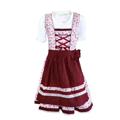 MS-Trachten Kinder Dirndl Trachtenkleid Mädchendirndl Mimi 3 teilig (116, Rot) von MS-Trachten