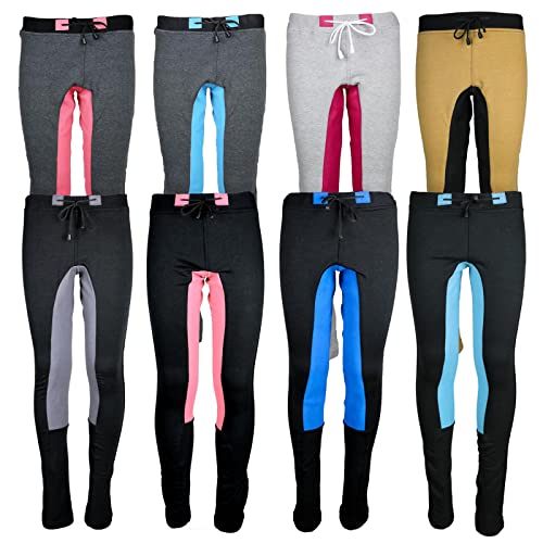 MS-Trachten Kinder Reitleggings Leni REIT Jogginghose Reithose Vollbesatz (Schwarz/Besatz Rosa, 134-140) von MS-Trachten