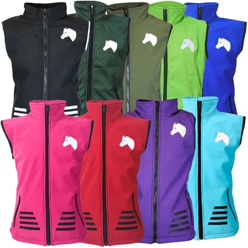 MS-Trachten Kinder Softshell Reitweste Juli Meshfutter tolle Farben (Dunkelgrün, 158/164) von MS-Trachten