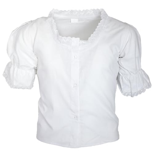 MS-Trachten Kinder Trachtenbluse Dirndl Bluse Weiß Mädchen (116) von MS-Trachten