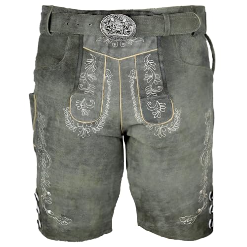 MS-Trachten Kurze Herren Lederhose Hans Grau Antik 48 von MS-Trachten