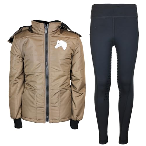 MS-Trachten Reitset Kinder Reitjacke Mia Braun mit Reitleggings Schwarz (122/128) von MS-Trachten