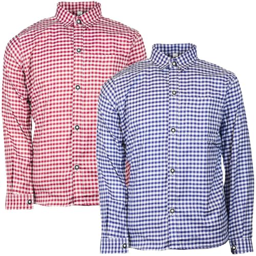 Trachtenhemd rot-kariert 164 von MS-Trachten