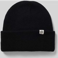 MSCH Copenhagen Beanie aus Wolle mit Label-Patch in Black, Größe 1 von MSCH Copenhagen